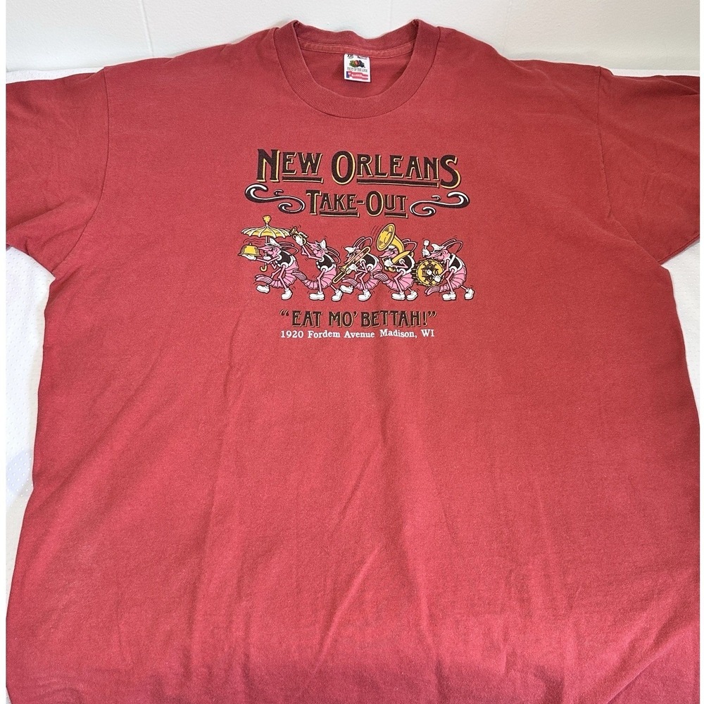 vintage‎ Fruit Of The Loom "New Orleans Jazz  Take-Out" T-shirt  Size XXL